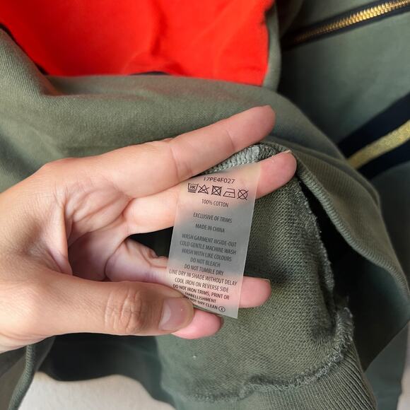 P.E Nation Khaki Orange Colorblock Zipper Sweatshirt Size S - Picture 6 of 6